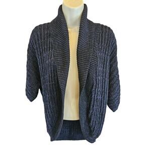 NWT express S small blue black knit open cardigan tunic sweater career casual